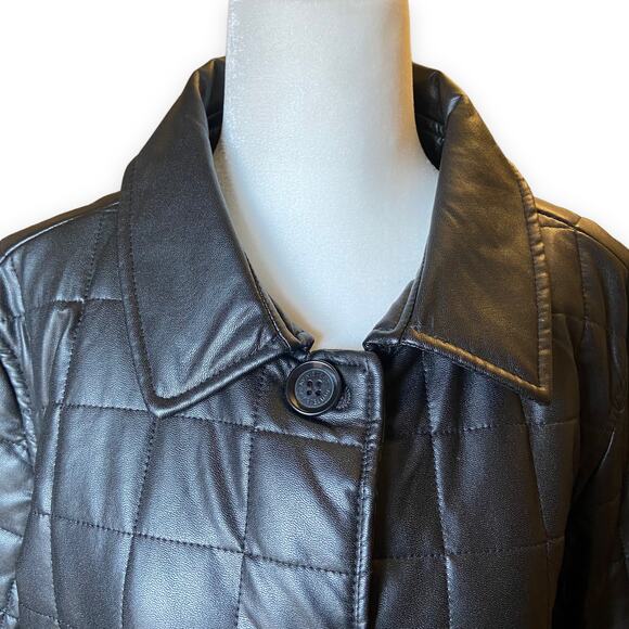 Sam Edelman Black Faux Leather Quilted Jacket - Picture 3 of 10